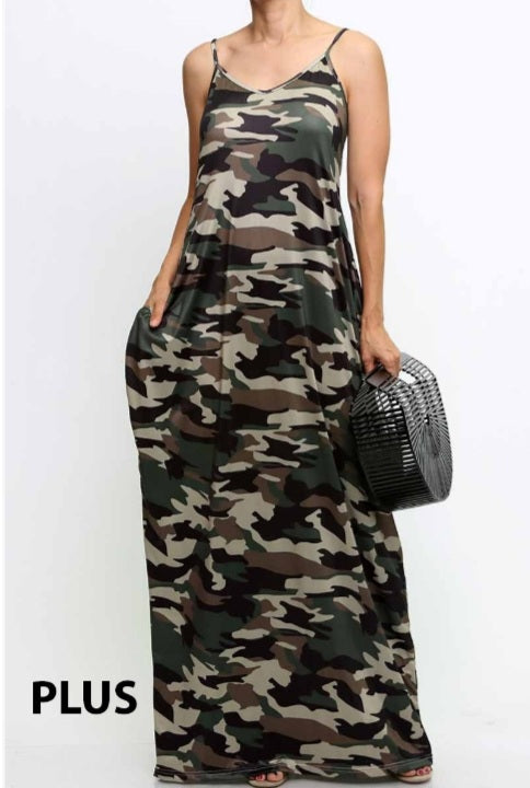 Plus size camouflage maxi dress Clearance