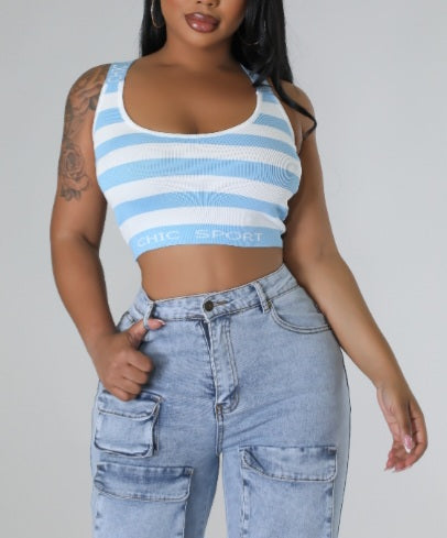 Light Blue & White Top (Top Only)